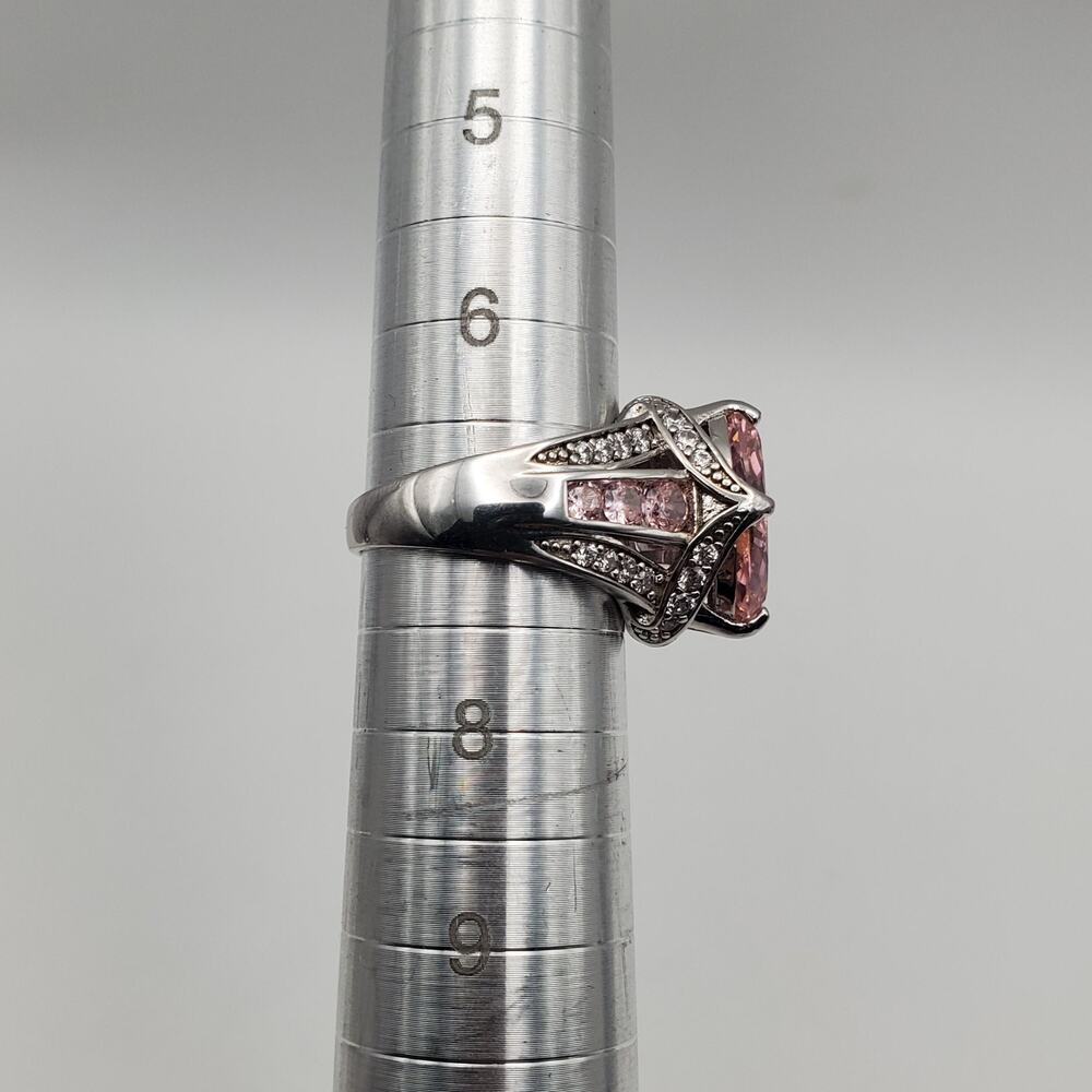 DK Sterling Silver 925 Pink Kunzite & Clear CZ Stone Ring - Size 7 - Picture 13 of 14